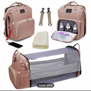 Pink Multi-Function Diaper Bag with Bassinet